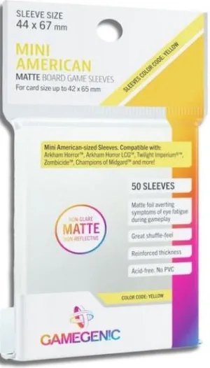 Gamegenic Matte Board Game Sleeves - Mini American Sized (44mm x 67mm) (50 Sleeves Per Pack)