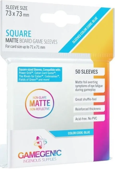 Gamegenic Matte Board Game Sleeves - Square Sized (73mm x 73mm) (50 Sleeves Per Pack)