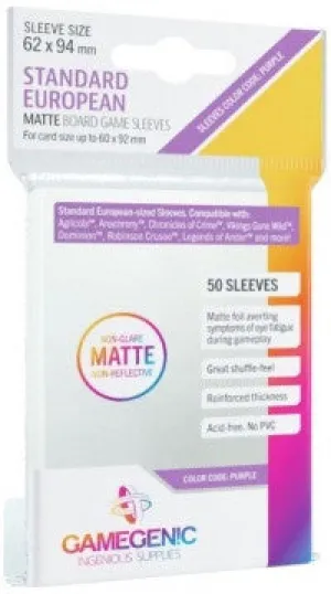 Gamegenic Matte Board Game Sleeves Standard European Sized (62mm x 94mm)