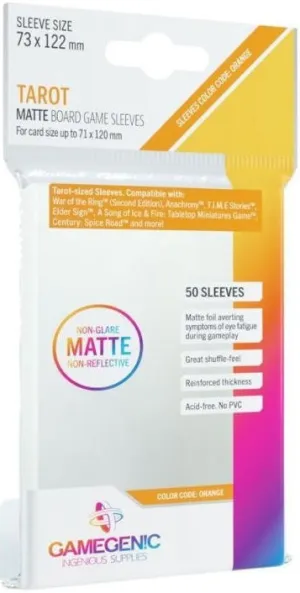 Gamegenic Matte Board Game Sleeves - Tarot Sizes (73mm x 122mm) (50 Sleeves Per Pack)