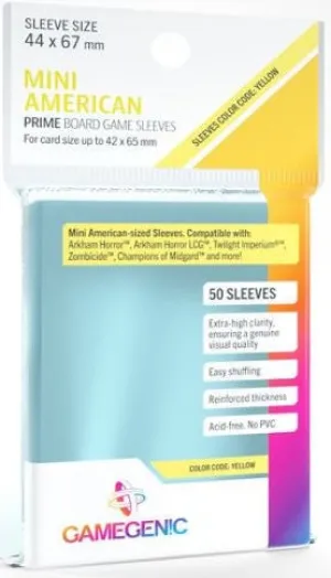 Gamegenic Prime Board Game Sleeves -Mini American-Sized (44mm x 67mm) (50 Sleeves Per Pack)