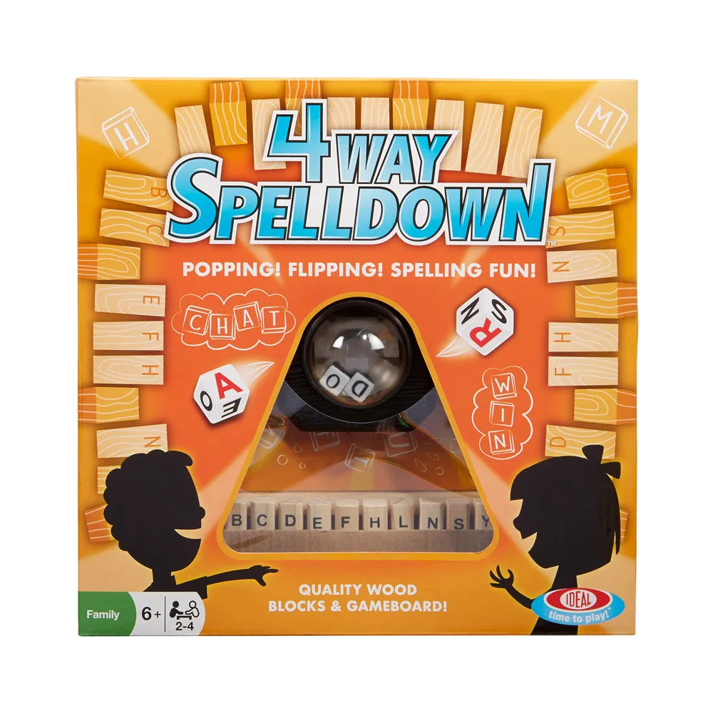Ideal 4 Way Spelldown Wooden Board Game