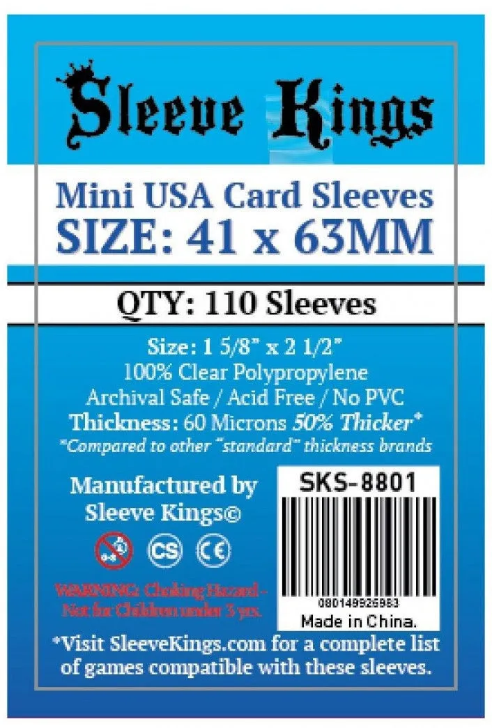 Sleeve Kings Board Game Sleeves Mini USA (41mm x 63mm) (110 Sleeves)