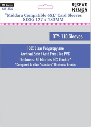 Sleeve Kings Board Game Sleeves "Middara Compatible 6mm xL" Card Sleeves (127mm x 153) (110 Sleeves Per Pack)